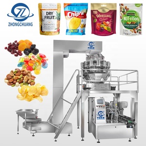 Automatic Nuts Granule Food Zipper Pouch Multihead Weigher Rotary Packing Premade Bag Doypack Multi-Function Packaging Machines